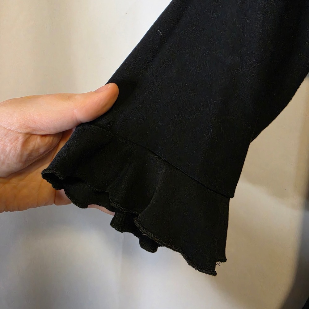 Chesley Dress Medium Black Whimsygoth Coquette Ruffle Sleeve Cinch Front 90s y2k - Picture 3 of 9